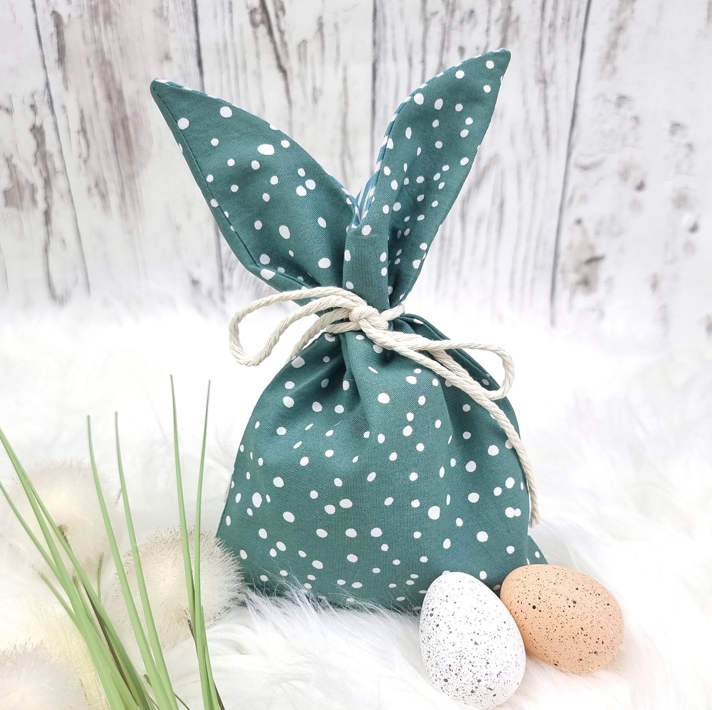 Ostersäckchen grün punkte | Osterbeuel | Geschenkverpackung |Osterhase | Osterkorb | personalisierbar