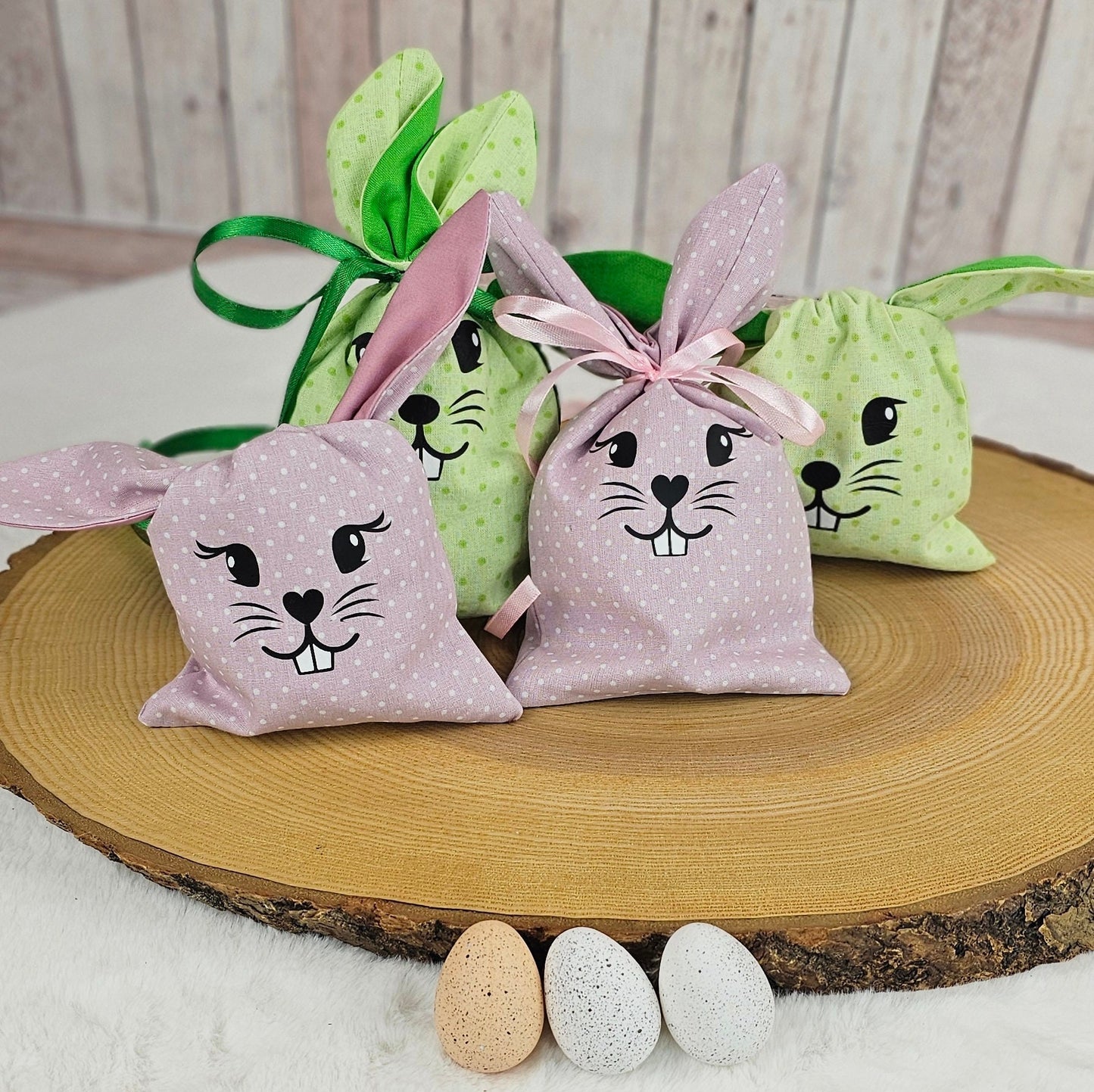 Ostersäckchen grün Punkte| Geschenkverpackung |Osterhase | Osterkorb | personalisierbar