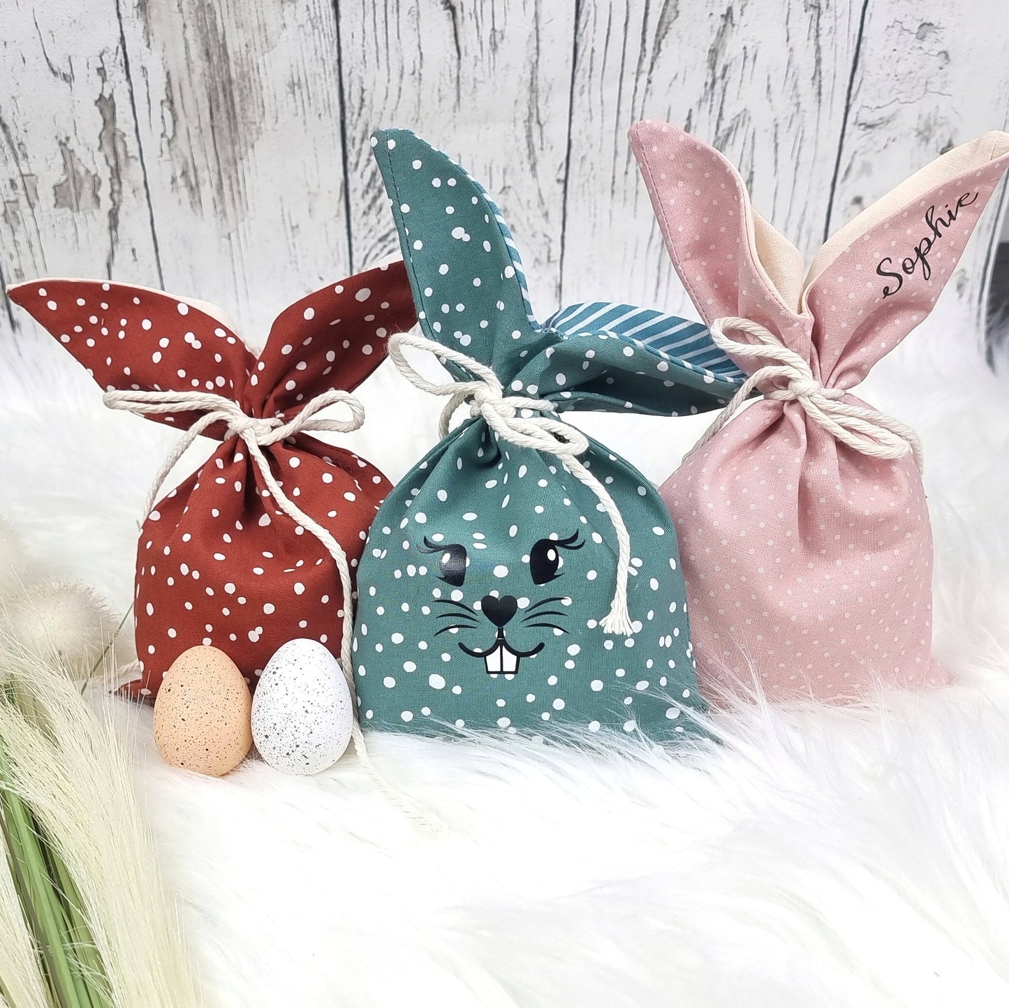 Ostersäckchen grün punkte | Osterbeuel | Geschenkverpackung |Osterhase | Osterkorb | personalisierbar