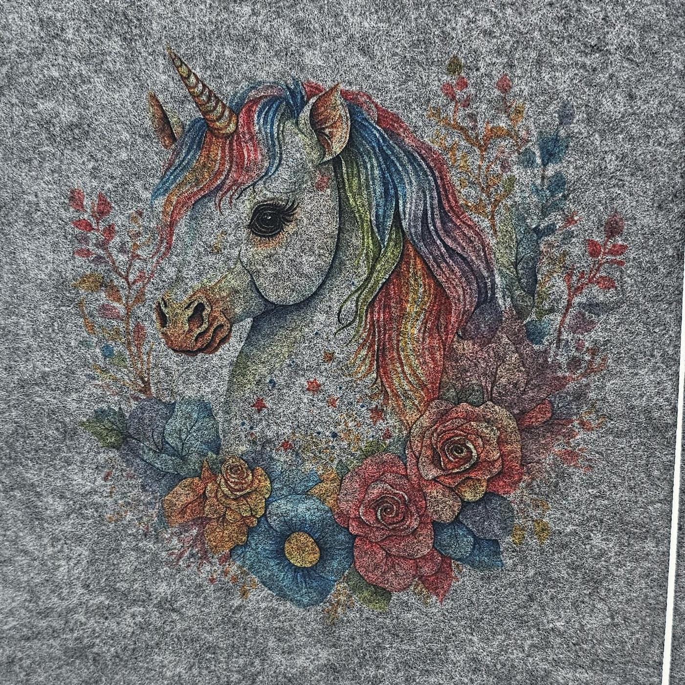 Zeugnismappe aus Filz | Zeugnishülle Einhorn dunkelgrau | Organizer Schule