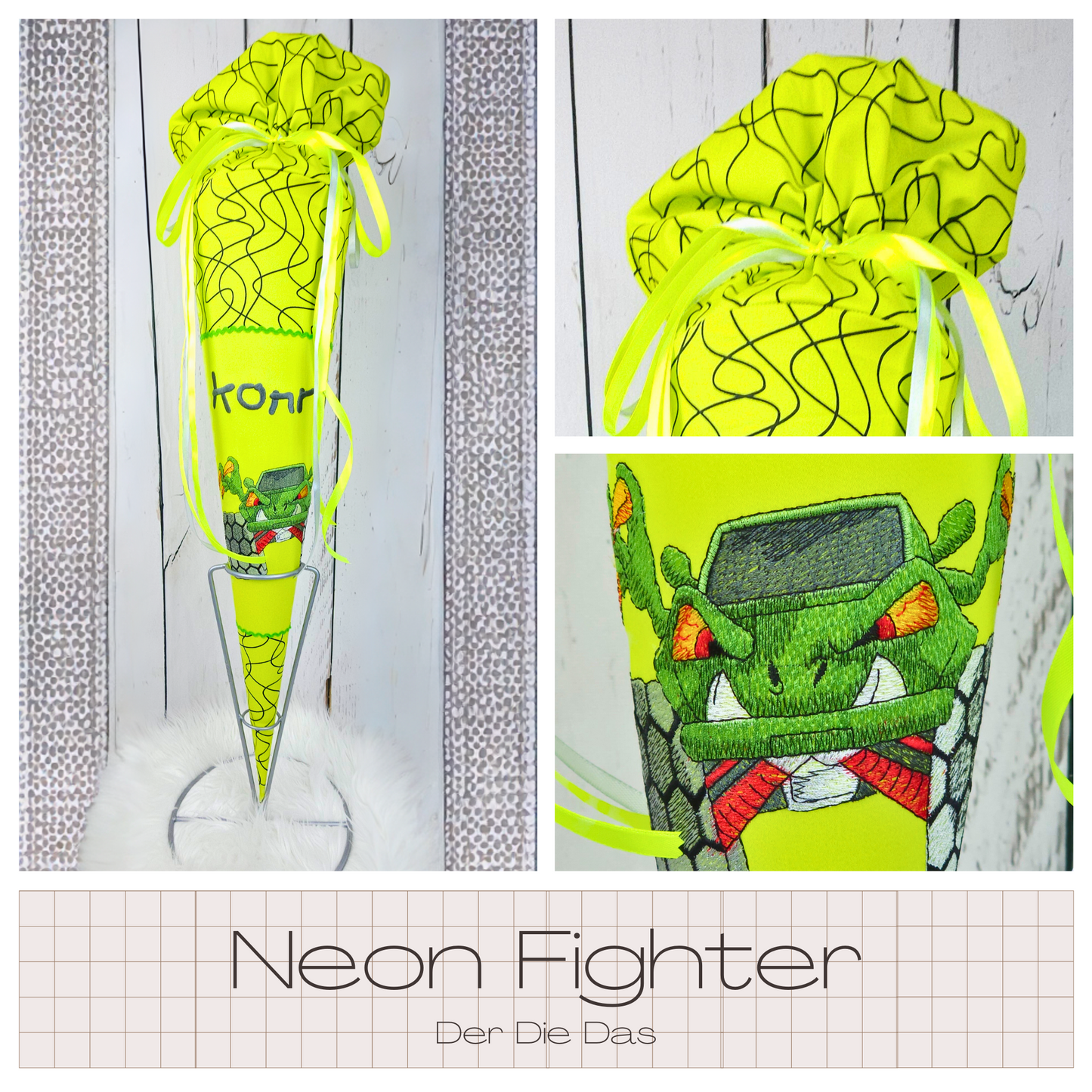Schultüte passend zum Ranzen Superflash Neon Fighter von Der Die Das | verschiedene Applikationen | Einschulung