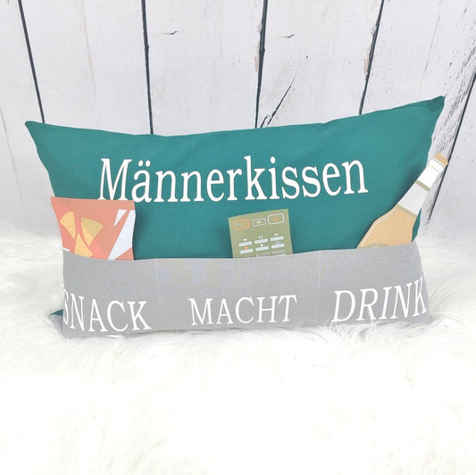 Männerkissen mit Taschen | Frauenkissen | personalisierbar | Geschenkidee | Sofakissen | Chefplatzkissen