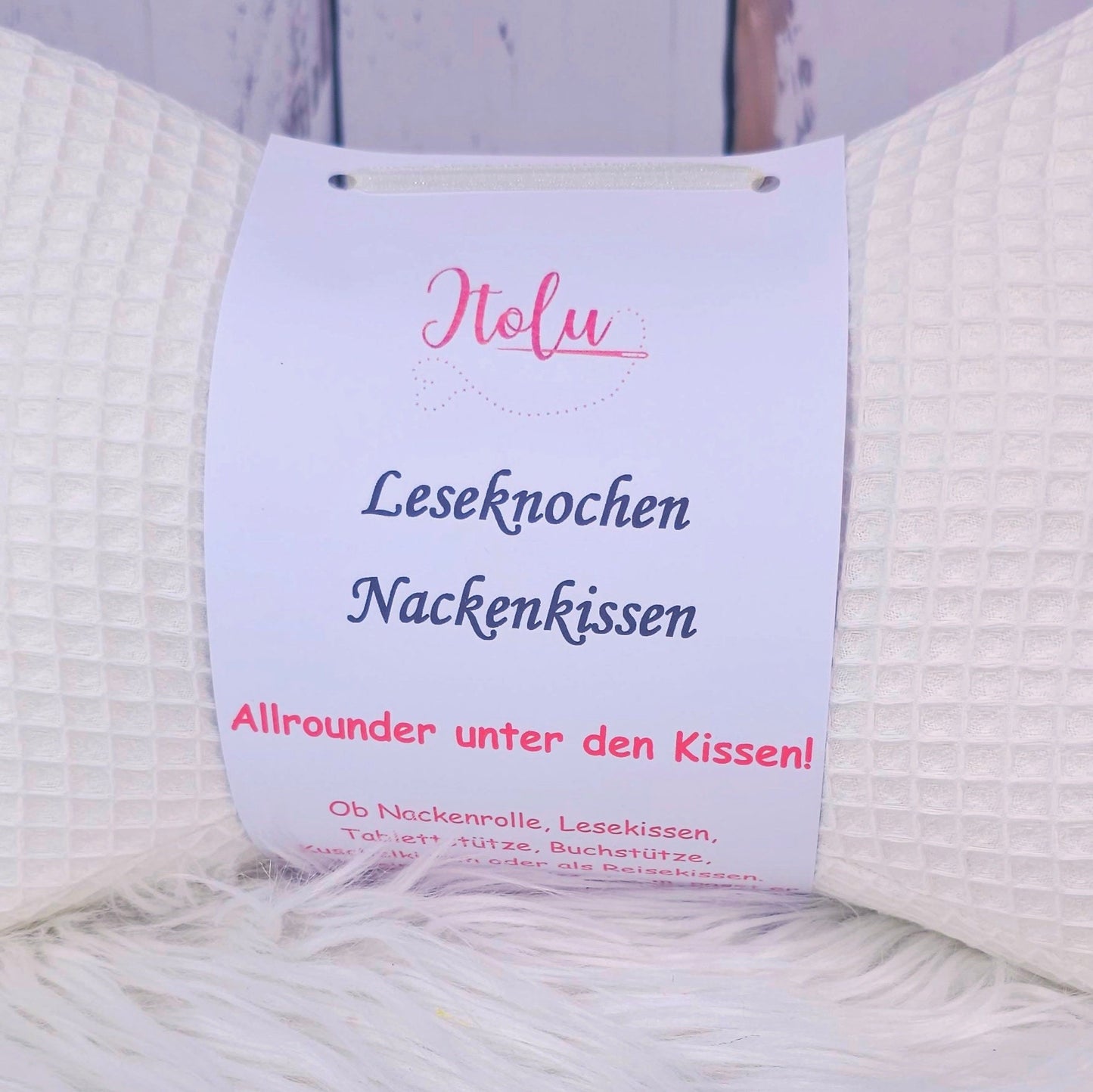 Leseknochen | Nackenkissen | Waffelpiqué weiß | Lesekissen | Bücherkissen