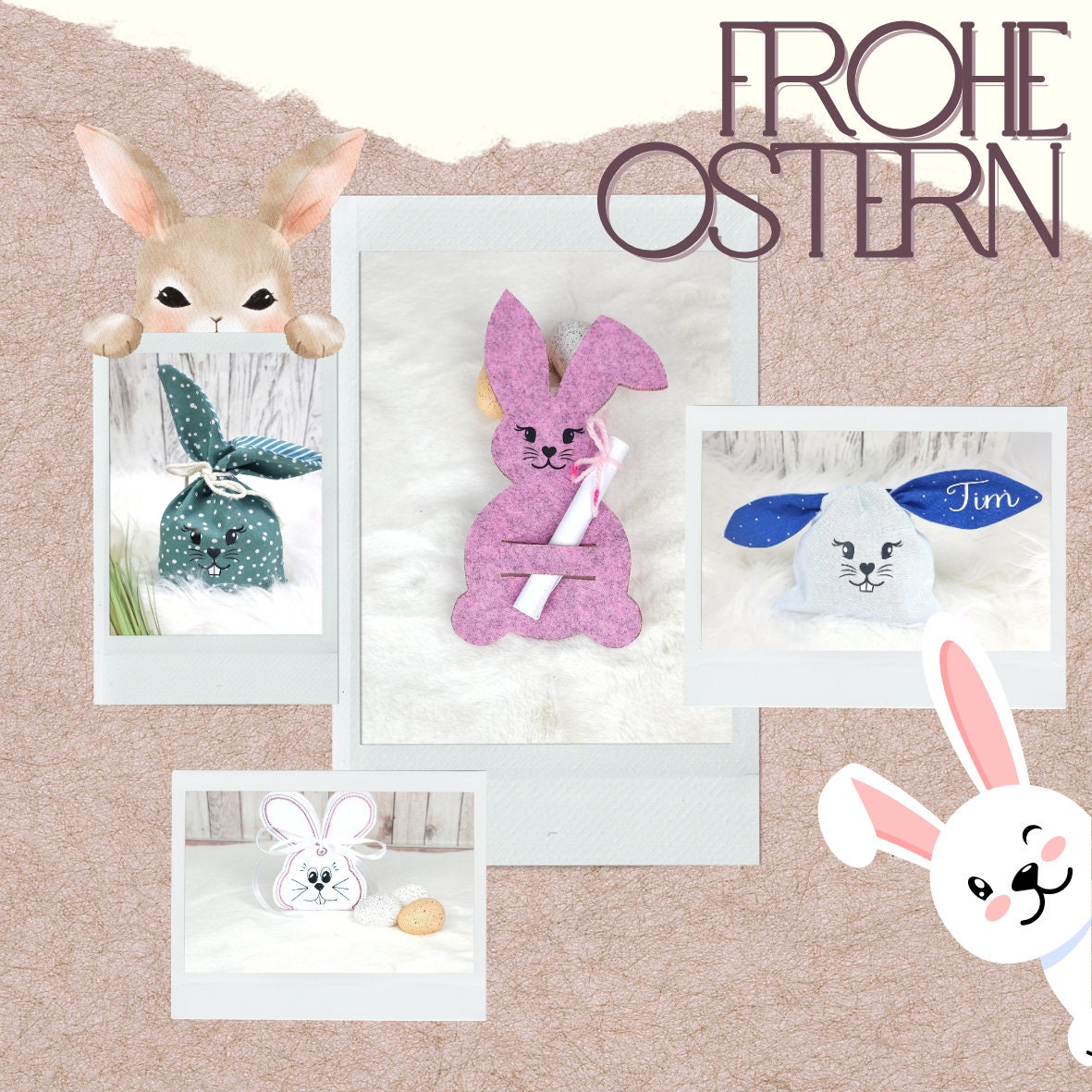 Osterhase mit Schlitz, Geschenkidee für Ostern, Geldgeschenk mit oder ohne Name, blau