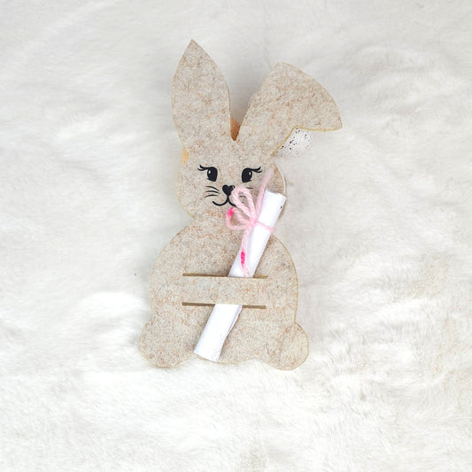 Osterhase mit Schlitz, Geschenkidee für Ostern, Geldgeschenk mit oder ohne Name, beige