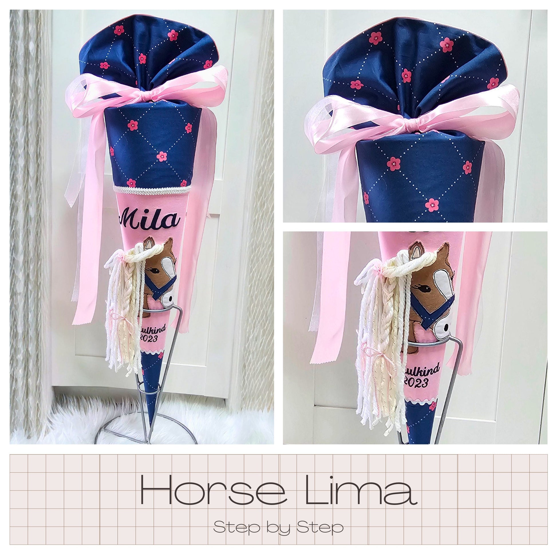 Schultüte passend zum Ranzen Horse Lima von Step by Step | verschiedene Applikationen | Einschulung