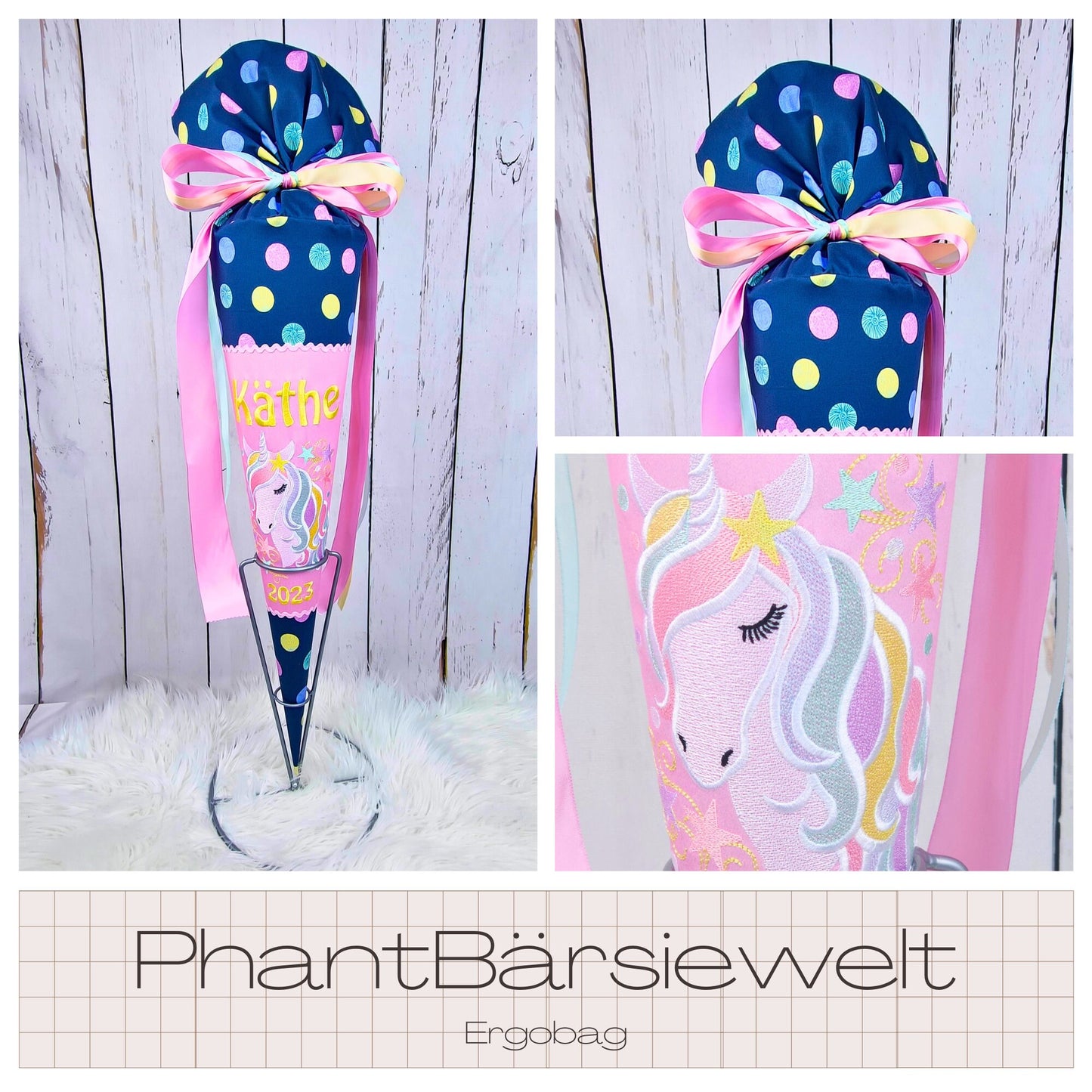 Schultüte passend zum Ranzen PhantBärsiewelt von Ergobag | verschiedene Applikationen | Einschulung