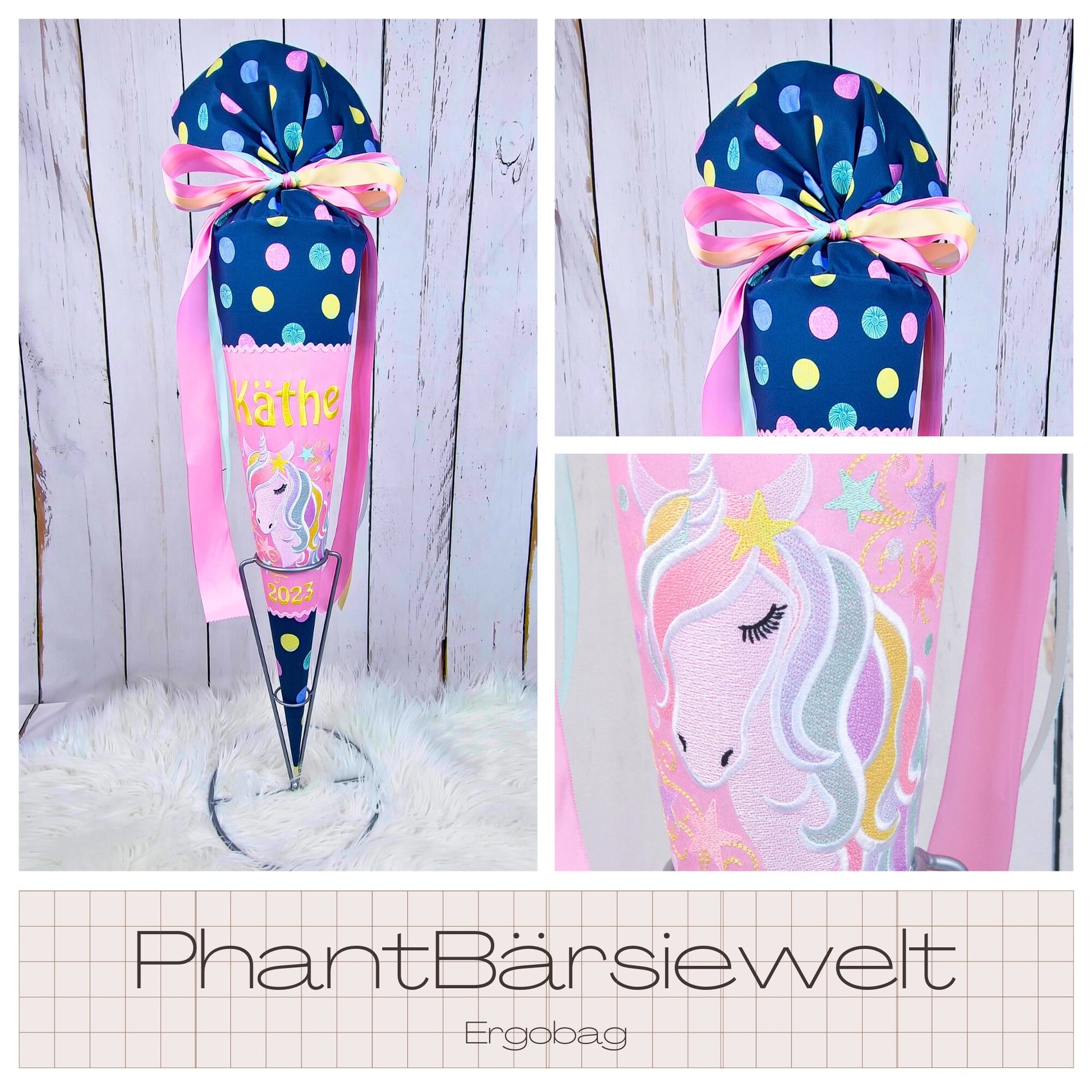 Schultüte passend zum Ranzen PhantBärsiewelt von Ergobag | verschiedene Applikationen | Einschulung