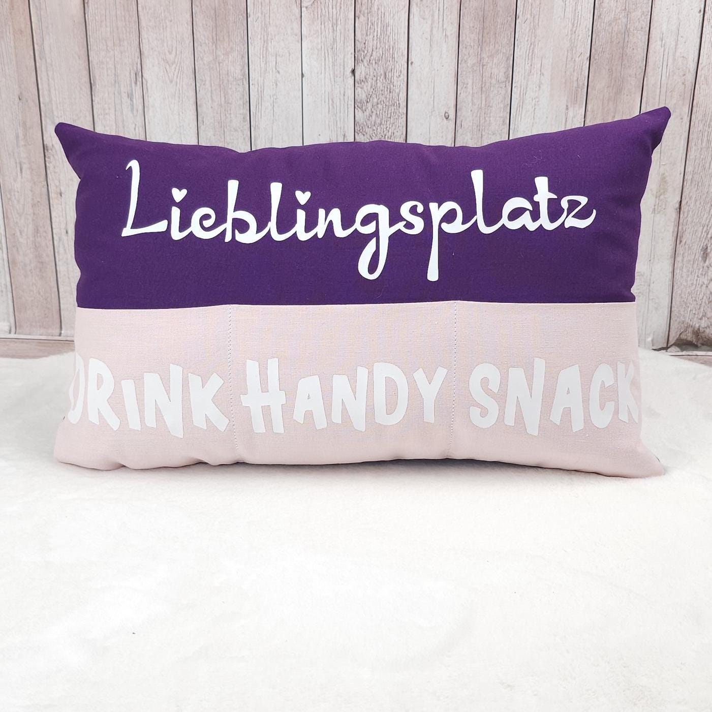 Lieblingsplatz | Kissen mit Einstecktaschen 50x30cm | Geschenkidee | Sofakissen