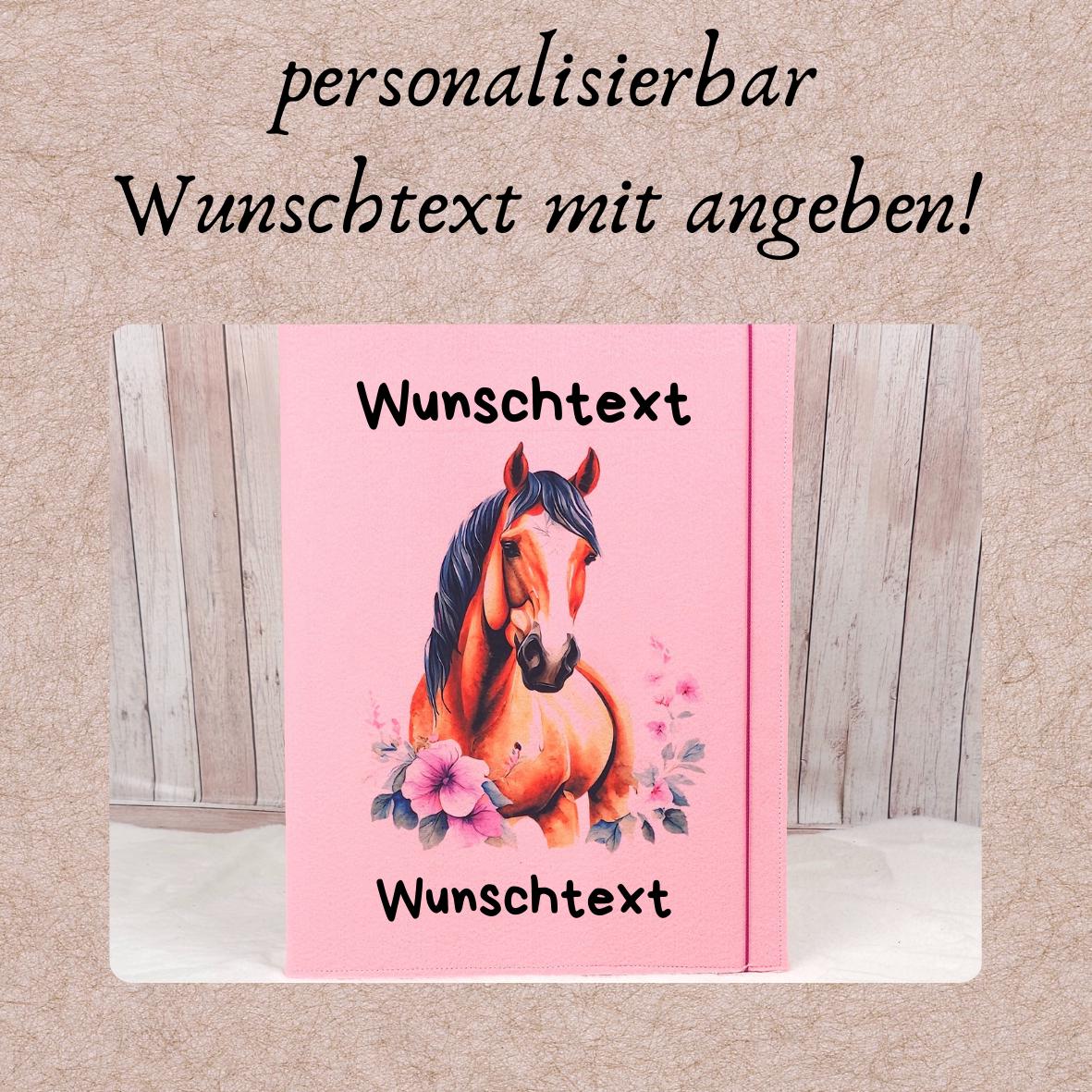 Zeugnismappe aus Filz | personalisierbar | Zeugnishülle Einhorn rosa | Organizer Schule