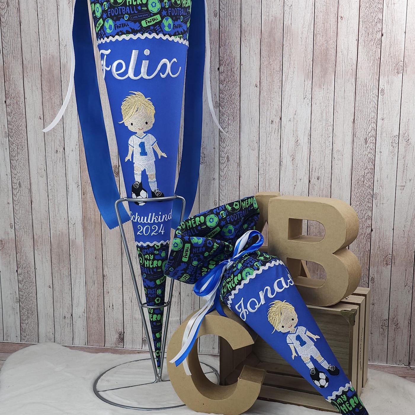 Schultüte passend zum Ranzen Soccer Ben von Step by Step | Zuckertüte 70 cm bestickt | Einschulung | mit Anhänger