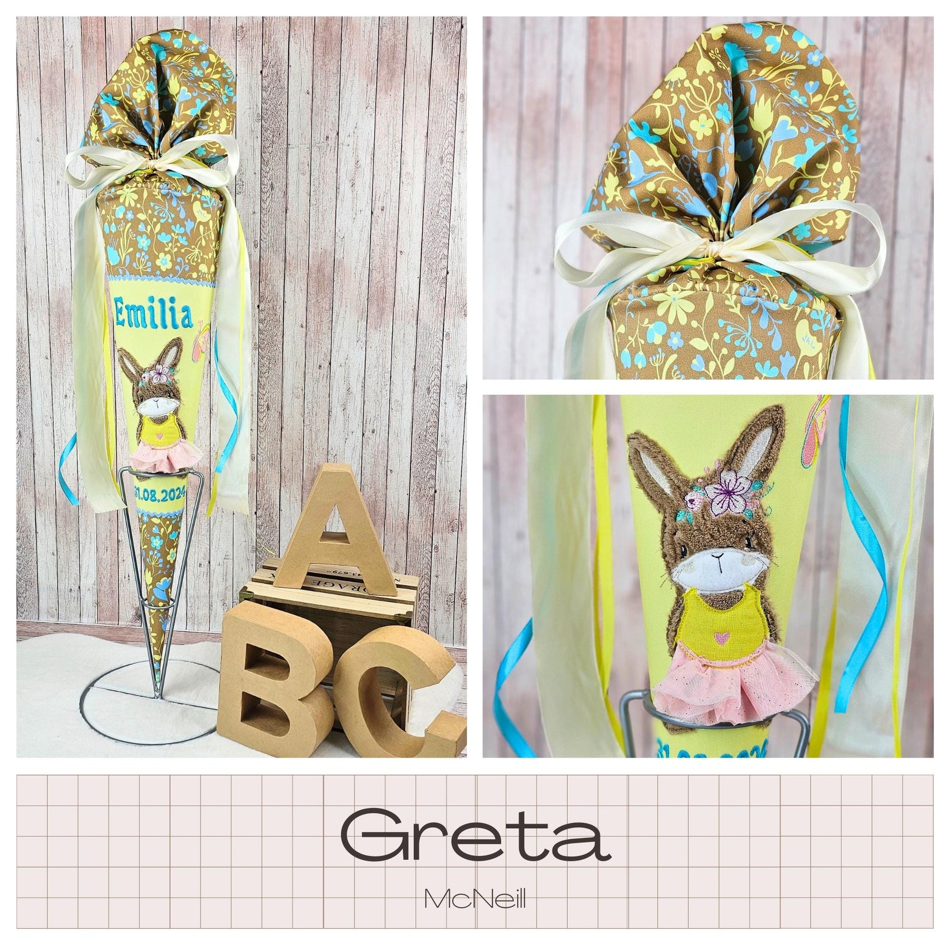 Schultüte passend zum Ranzen Greta von McNeill | Zuckertüte 70 cm bestickt | Einschulung