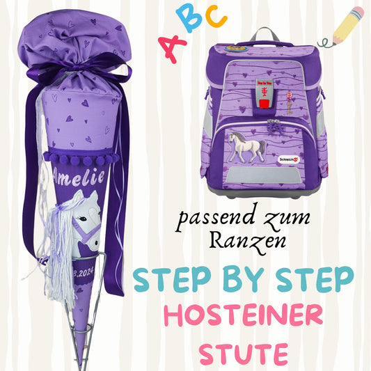 Schultüte passend zum Ranzen Holsteiner Stute von Step by Step | Zuckertüte 70 cm bestickt | Einschulung