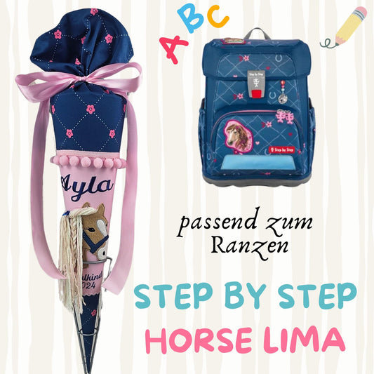 Schultüte passend zum Ranzen Horse Lima von Step by Step | Zuckertüte 70 cm bestickt | Einschulung