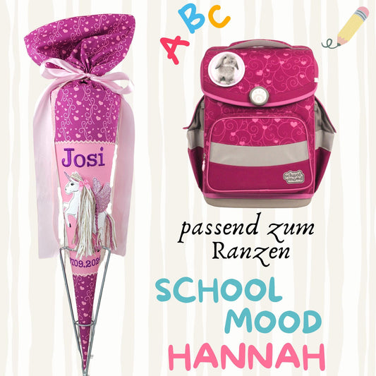 Schultüte passend zum Ranzen Hannah von School Mood | Zuckertüte 70 cm bestickt | Einschulung