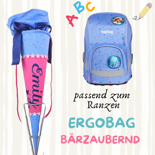 Schultüte passend zum Ranzen Bärzaubernd von Ergobag | Zuckertüte 70 cm bestickt | Einschulung