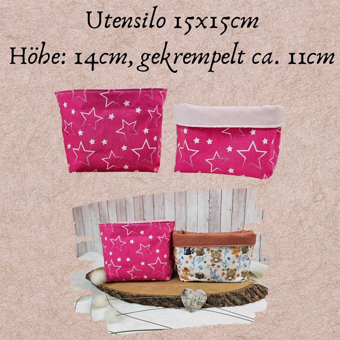 Utensilo | Organizer | Stoffkorb | Aufbewahrungskorb | pink | Sterne