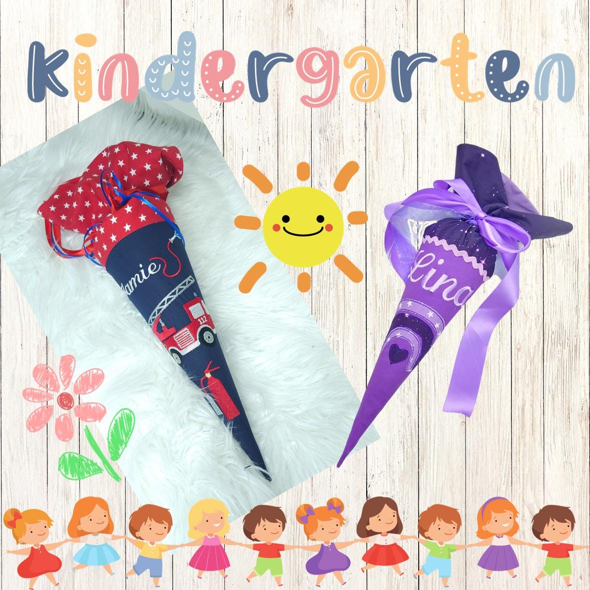 Kindergartentüte | Geschwistertüte | Katze | Kindergartenstart | 5. Klasse-Schultüte | Kissen | Trosttüte | individuelle Schultüten
