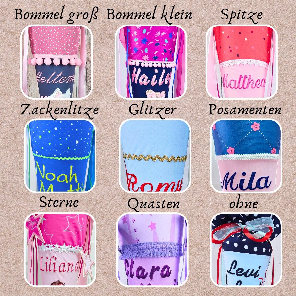 Kindergartentüte | Geschwistertüte | Prinzessin | Kindergartenstart | 5. Klasse-Schultüte | Kissen | Trosttüte | individuelle Schultüten