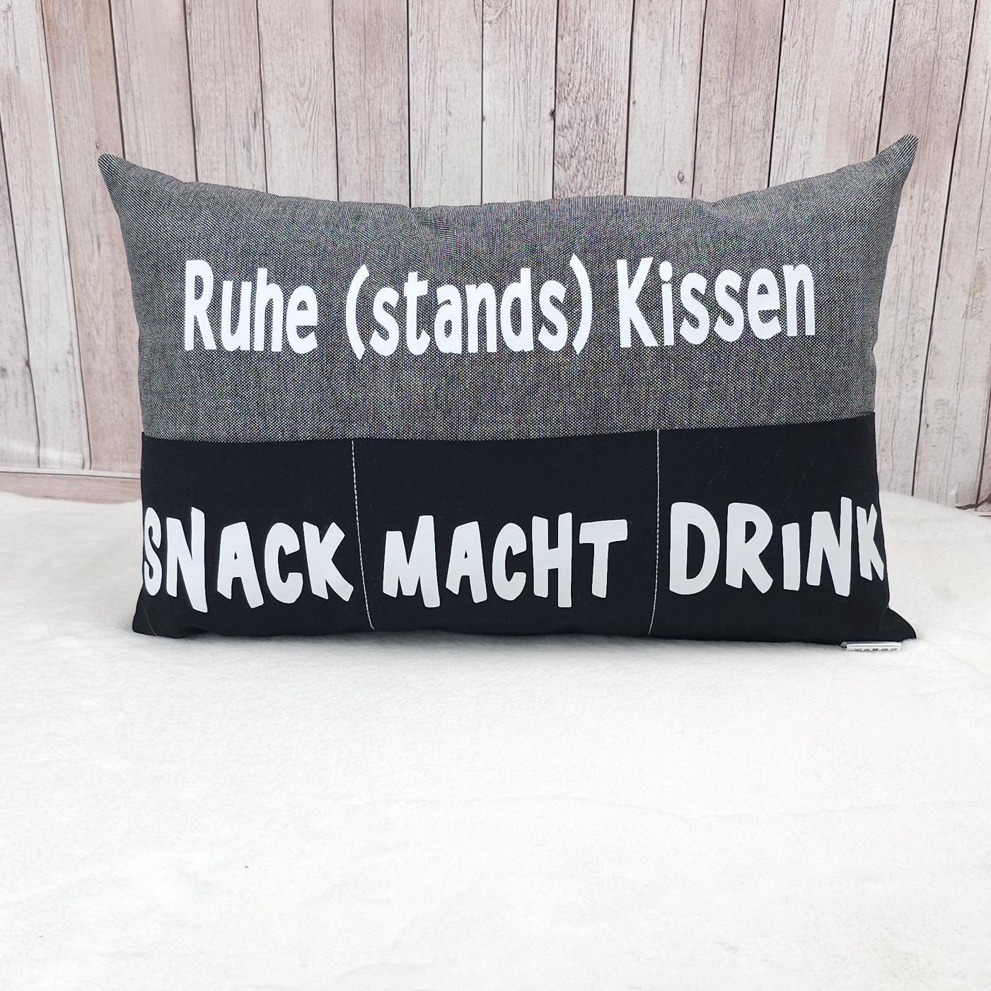 Ruhestandskissen | Kissen mit Einstecktaschen 40x25cm | Geschenkidee | Sofakissen