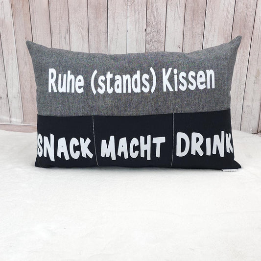 Ruhestandskissen | Kissen mit Einstecktaschen 40x25cm | Geschenkidee | Sofakissen