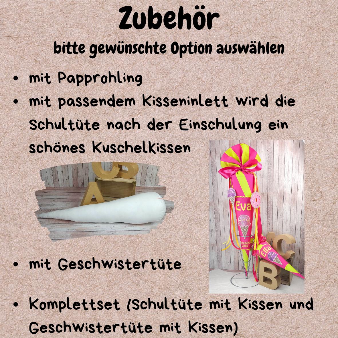 Schultüte passend zum Ranzen PerlentauchBär von Ergobag | mit Tüll | Zuckertüte 70 cm bestickt | Einschulung