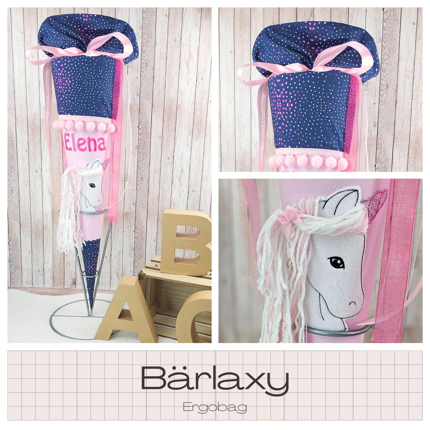 Schultüte passend zum Ranzen Bärlaxy von Ergobag | Zuckertüte 70 cm bestickt | Einschulung