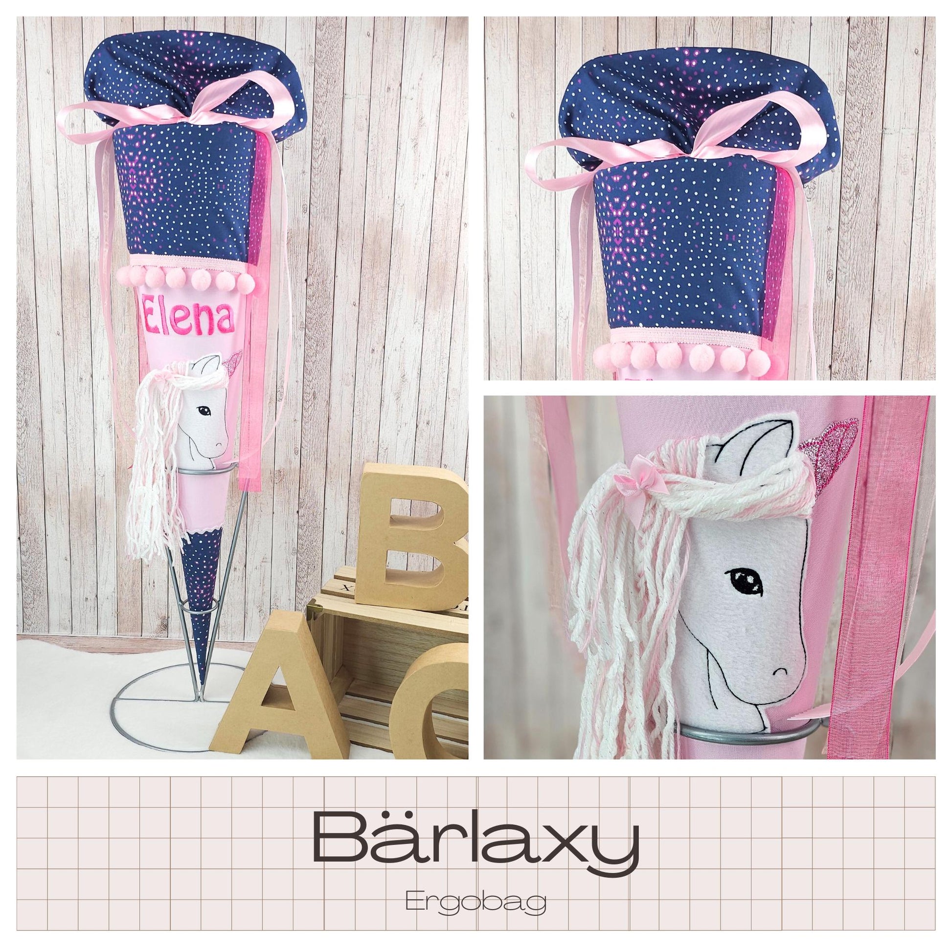 Schultüte passend zum Ranzen Bärlaxy von Ergobag | Zuckertüte 70 cm bestickt | Einschulung