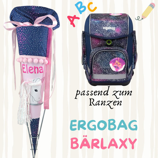 Schultüte passend zum Ranzen Bärlaxy von Ergobag | Zuckertüte 70 cm bestickt | Einschulung