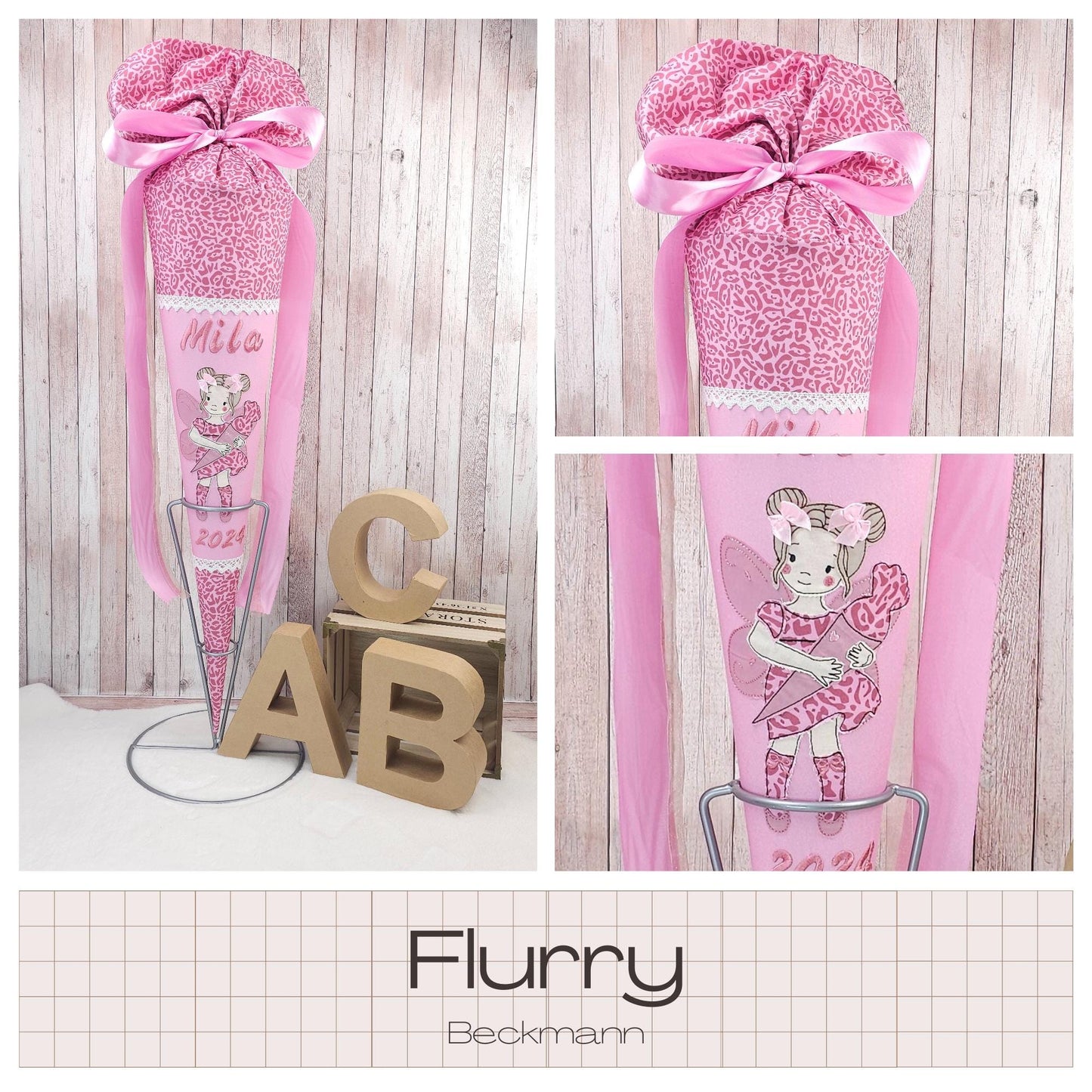 Schultüte passend zum Ranzen Furry von Beckmann | Zuckertüte 70 cm bestickt | Einschulung