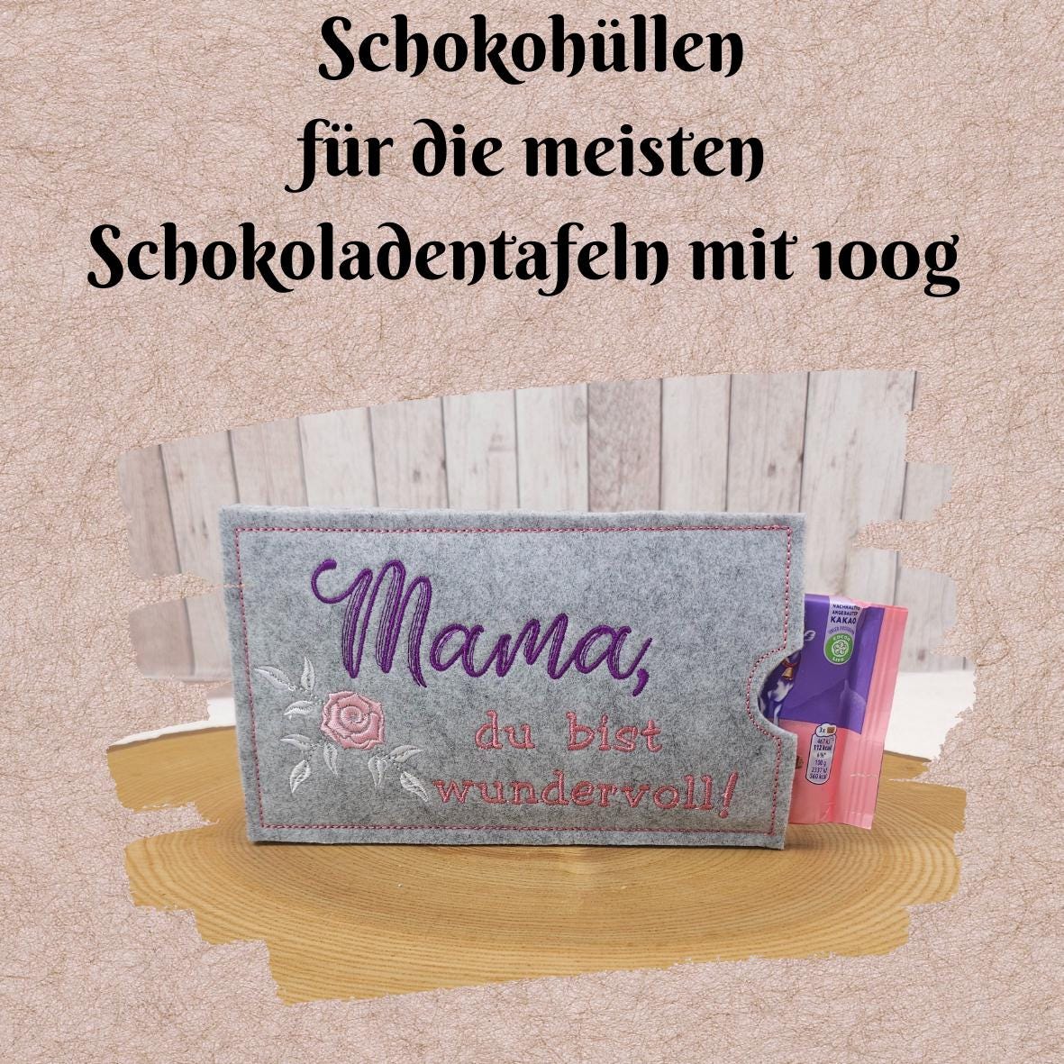 Schokoladenhülle aus Filz | Geschenkverpackung für Schokolade | Schokohülle Wintergrüße | Nachhaltige Verpackung