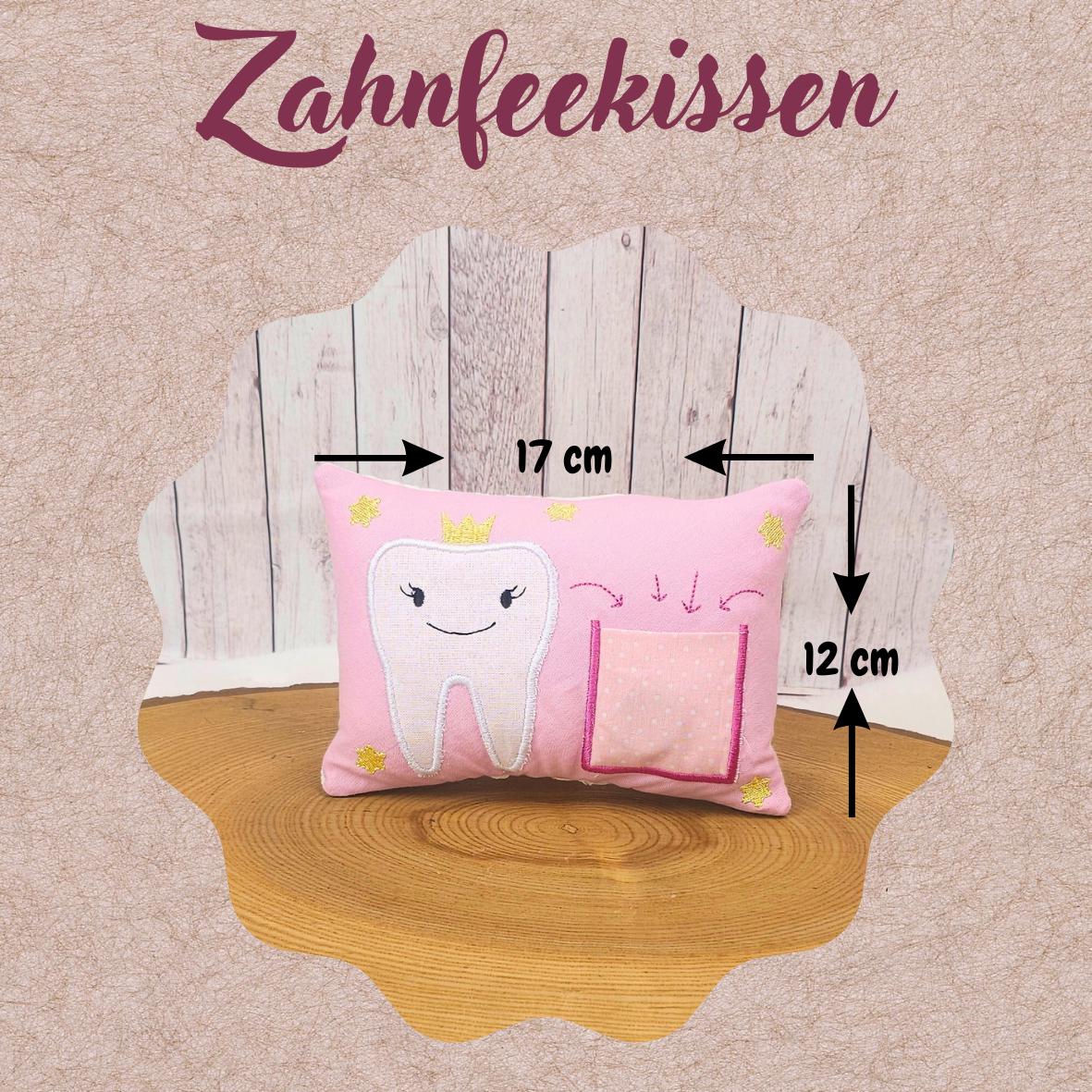 Zahnfeekissen rosa mit oder ohne Name | 17cm x 12cm | personalisiertes Kissen | Zahnfee Kissen | Wackelzahn | Geschenkidee für Kinder