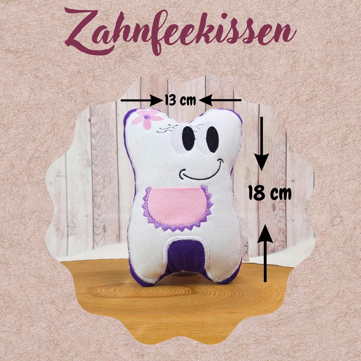 Zahnfeekissen Zahn mit Tasche hellblau | 18cm x 13cm | Zahnfee Kissen | Wackelzahn | Geschenkidee für Kinder | Zahn Kissen