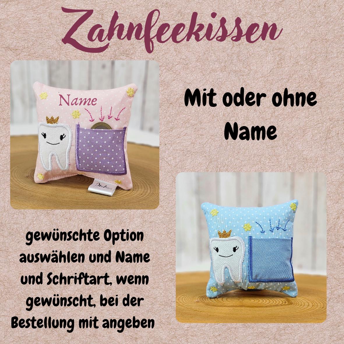 Zahnfeekissen rosa mit oder ohne Name | 11cm x 11cm | personalisiertes Kissen | Zahnfee Kissen | Wackelzahn | Geschenkidee für Kinder