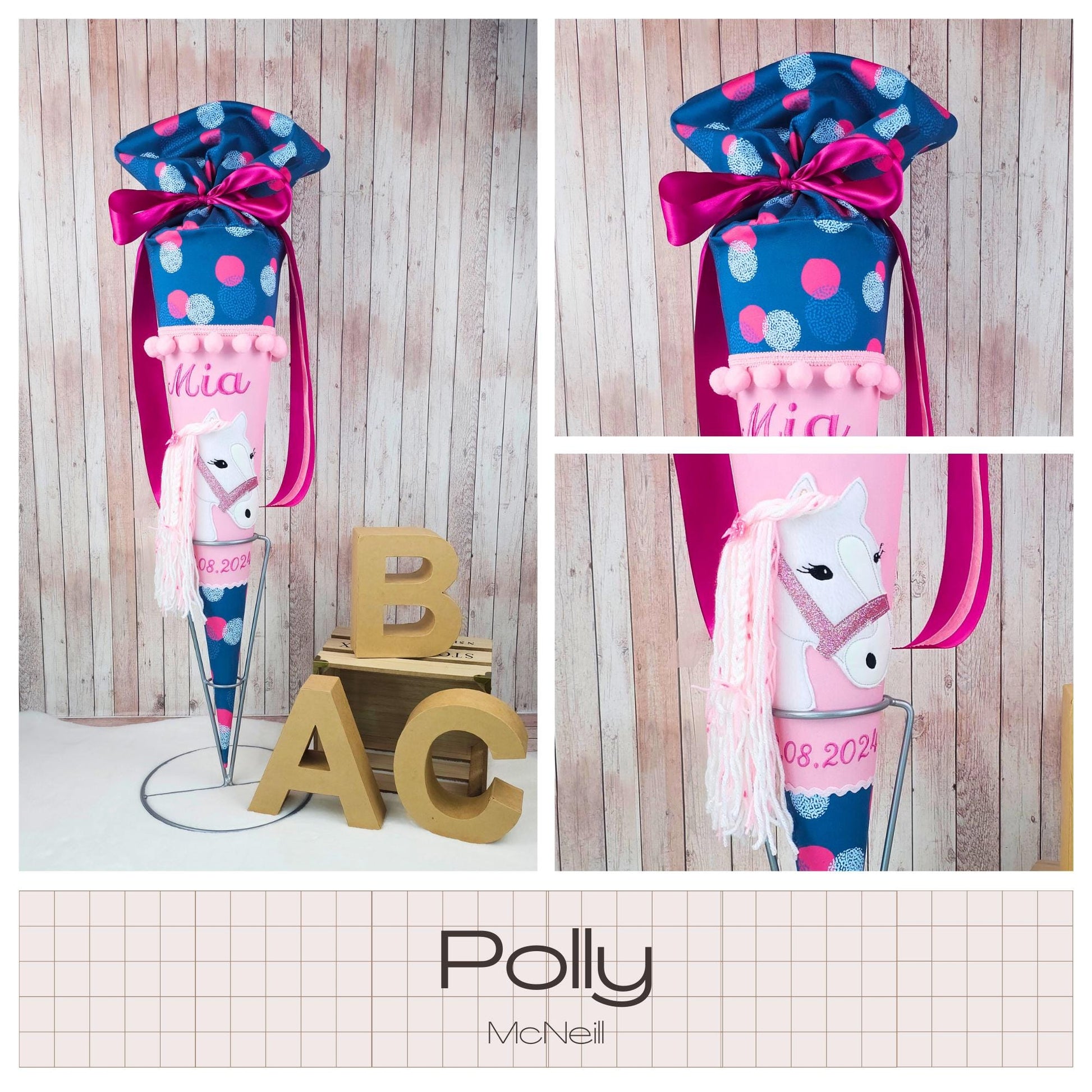 Schultüte passend zum Ranzen Polly von McNeill | Zuckertüte 70 cm bestickt | Einschulung