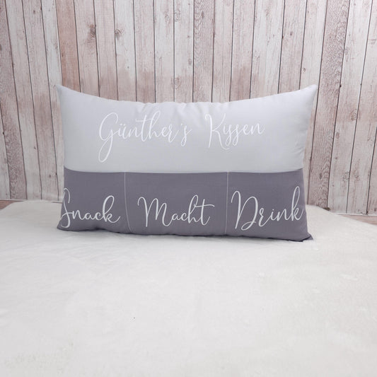 Chefplatz Kissen | Geschenkidee | Sofakissen | Kissen mit Einstecktaschen 40x25cm