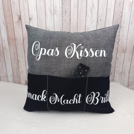 Kissen mit Einstecktaschen 40x40cm | Geschenkidee | Sofakissen | personalisierbar | Deko Kissen | Männerkissen | Frauenkissen | Opas Kissen