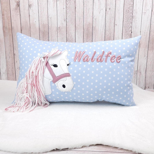 Kissen mit Pferd | Name und Geburtsdatum | Taufkissen | Kuschelkissen | Dekokissen