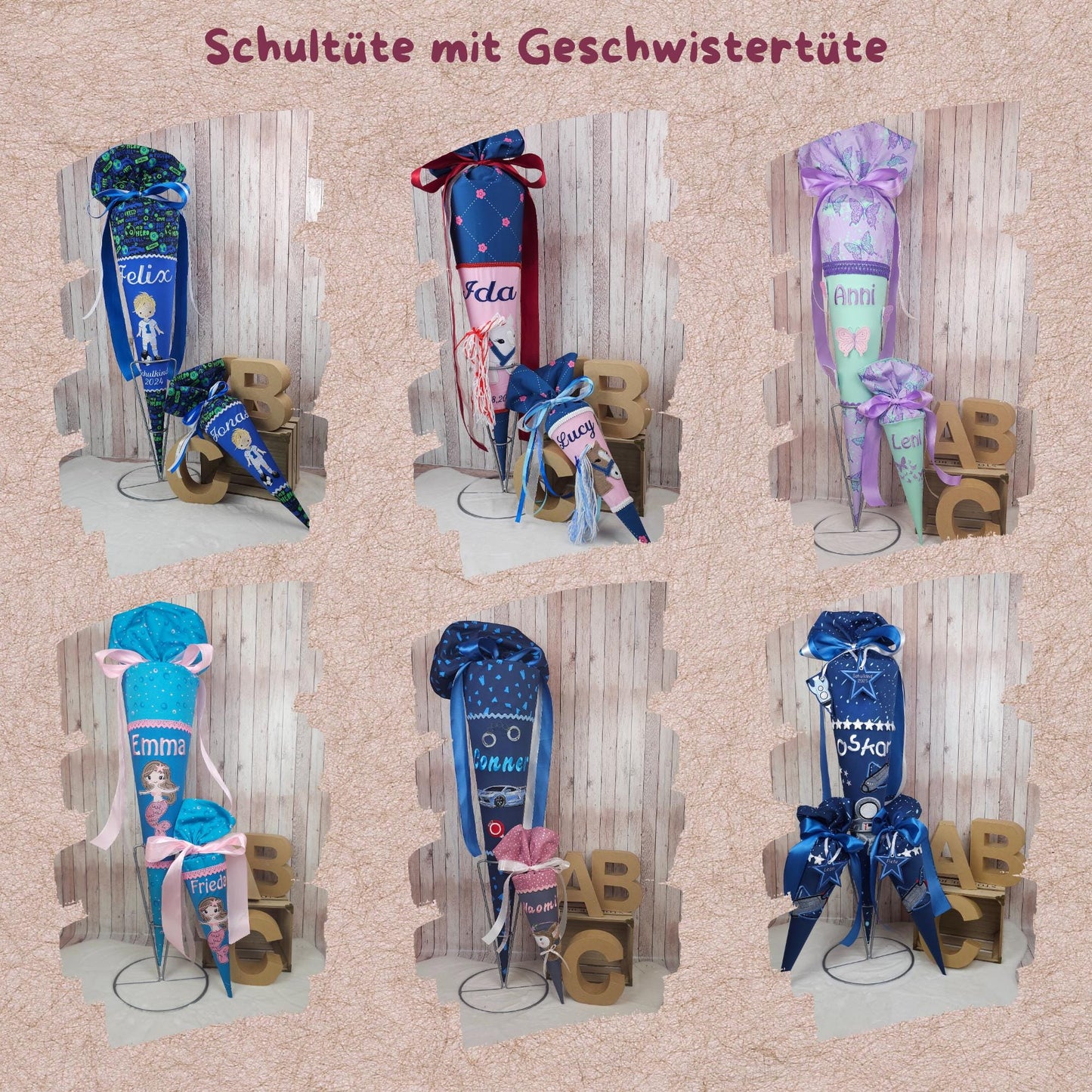 Kindergartentüte | Geschwistertüte | Controller | Kindergartenstart | 5. Klasse-Schultüte | Kissen | Trosttüte | individuelle Schultüten