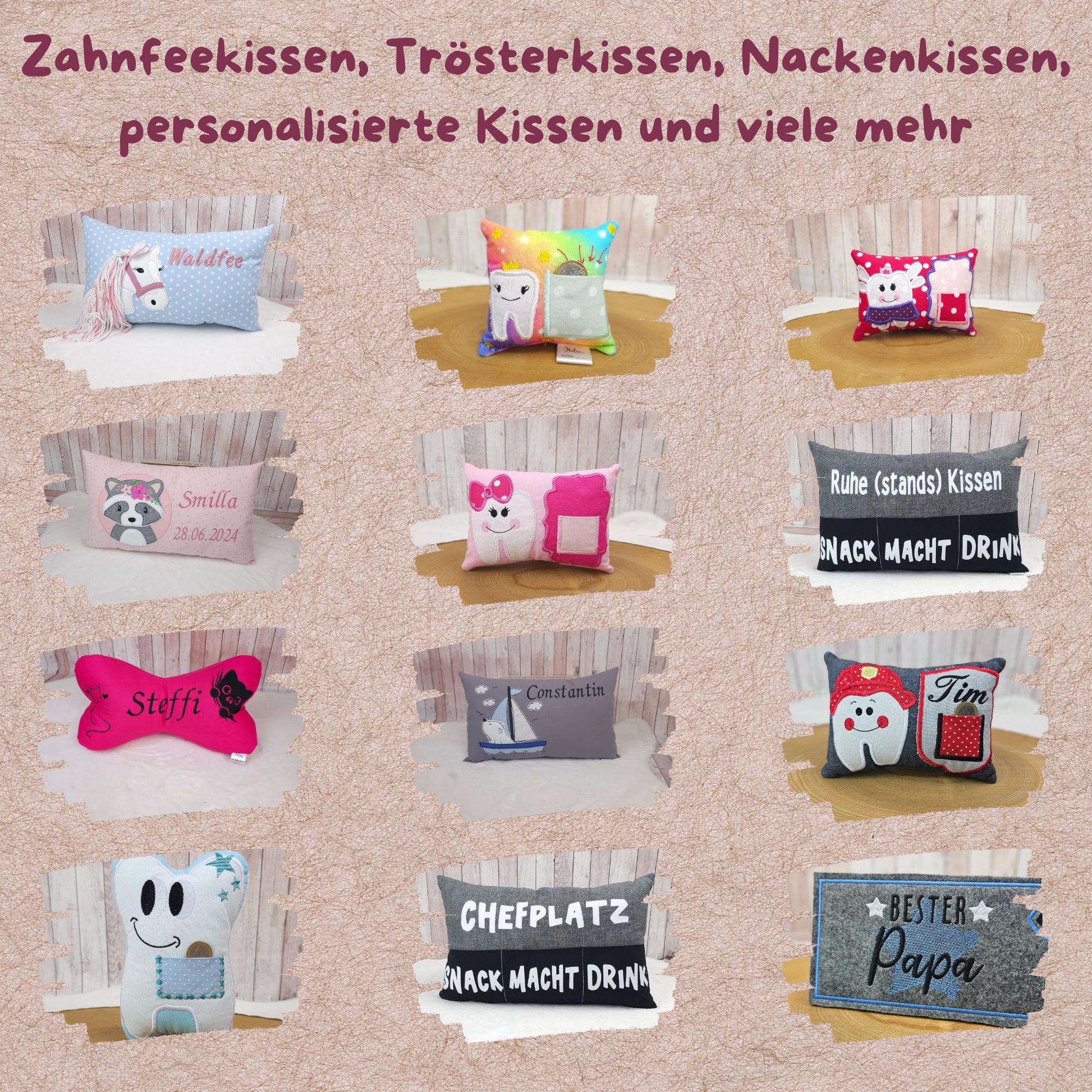 Schultüte mit Name | Pferdekopf | dunkelgrau/mauve Tupfen | Einschulung | personalisierte Zuckertüte | Schultüte aus Stoff | Kissen