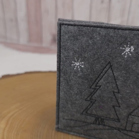 Schokoladenhülle aus Filz | Geschenkverpackung für Schokolade | Schokohülle Wintergrüße | Nachhaltige Verpackung