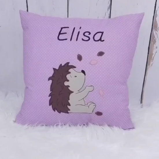 Kissen mit Igel | Name und Geburtsdatum | verschiedene Größen und Stoffe | personalisiertes Kissen