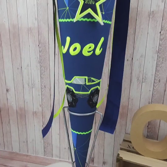 Schultüte passend zum Ranzen Starship von Step by Step | Zuckertüte 70 cm bestickt | Einschulung | mit Anhänger