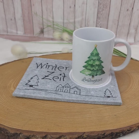 Tassenteppich Winterzeit | MugRug | Untersetzer | Dekoration | Geschenkidee