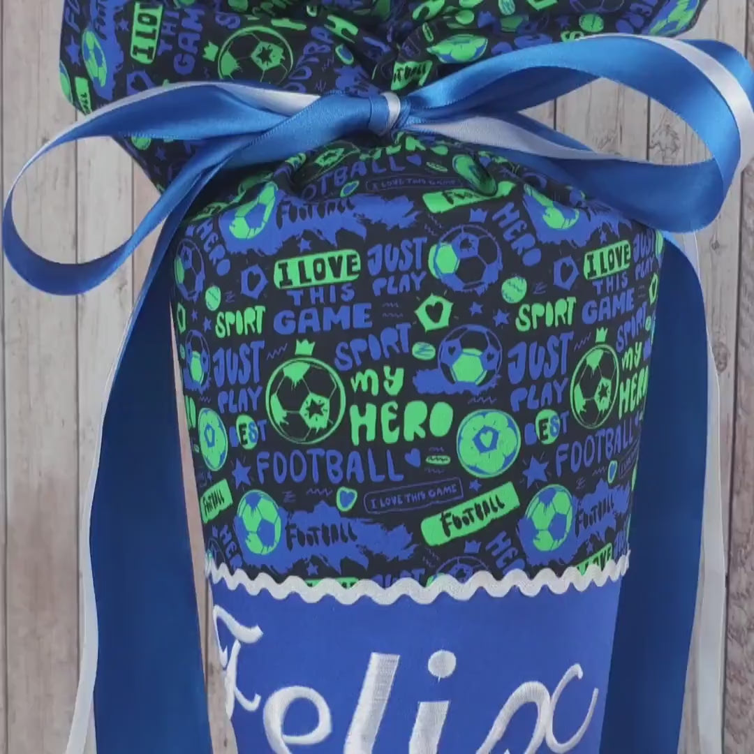 Schultüte passend zum Ranzen Soccer Ben von Step by Step | Zuckertüte 70 cm bestickt | Einschulung | mit Anhänger